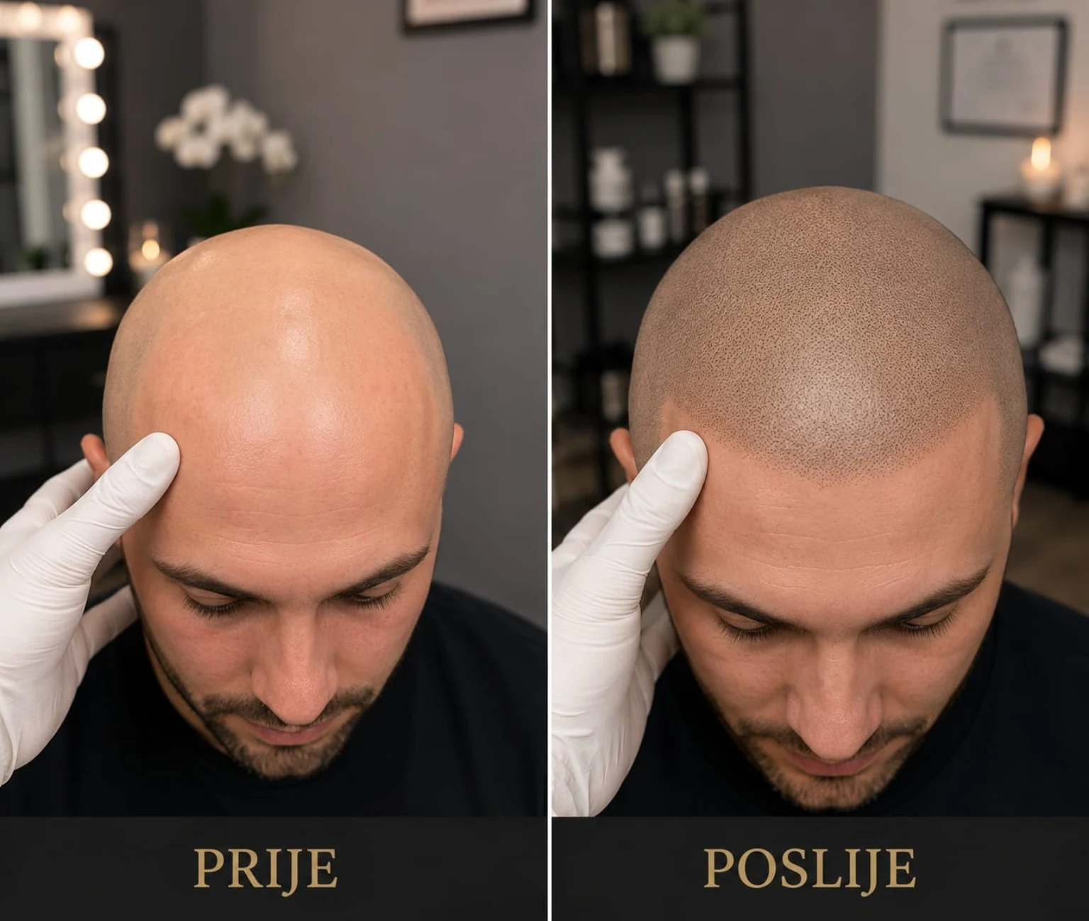 SMP muško vlasište prije i poslije